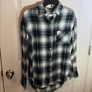 Sonoma Green and Pink Plaid Shirt